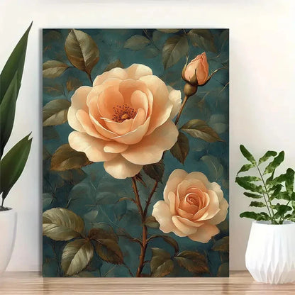 Beautiful Elegant Cream Blooms & Lush Green 40x60cm Metal Print Ready to Hang