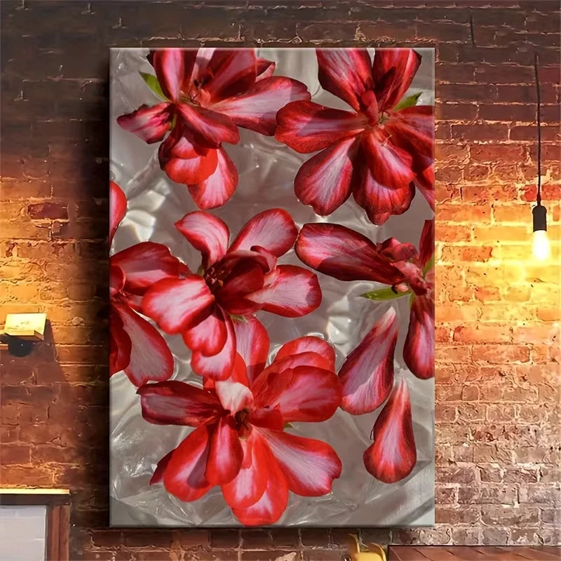 Floaty Flowers, Oil Painting Metal Print Ready to Hang