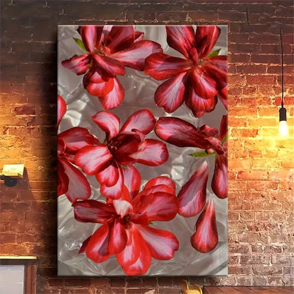 Floaty Flowers, Oil Painting Metal Print Ready to Hang