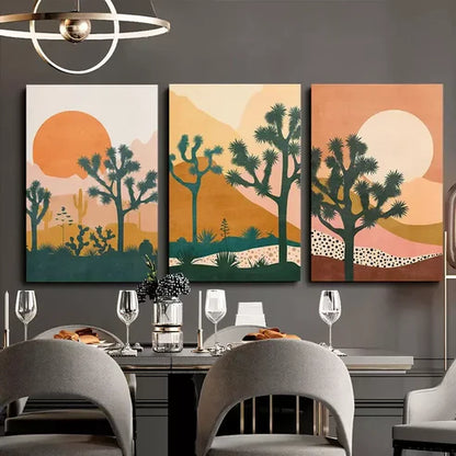 3pcs Joshua Tree Art Print Large Bohemian Canvas Framed 60X90 cm - High Quality Print 100% Australian Made Wall Canvas Ready to Hang