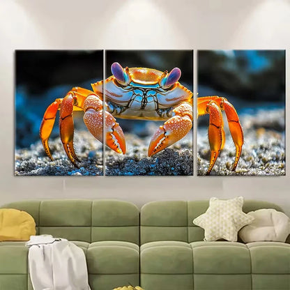 3pcs Ocean Inspired Adorable Crab Beach Metal Print Ready to Hang Art