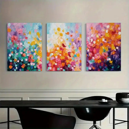 3pcs Flowers Numerous Large Brushstrokes Metal Print Ready to Hang Art