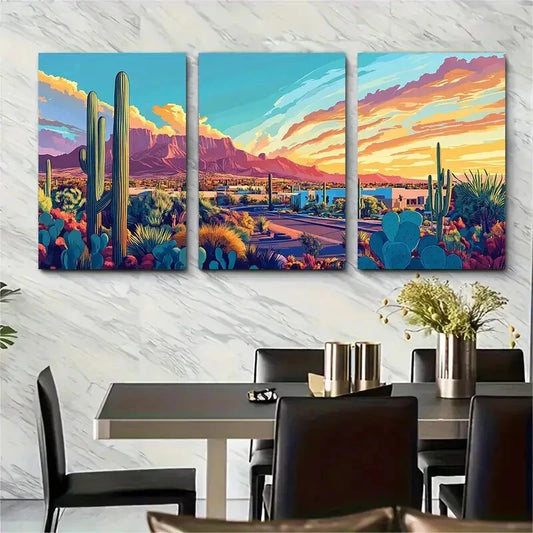 3pcs Tucson Arizona Vibrant Unique Metal Print Ready to Hang Art