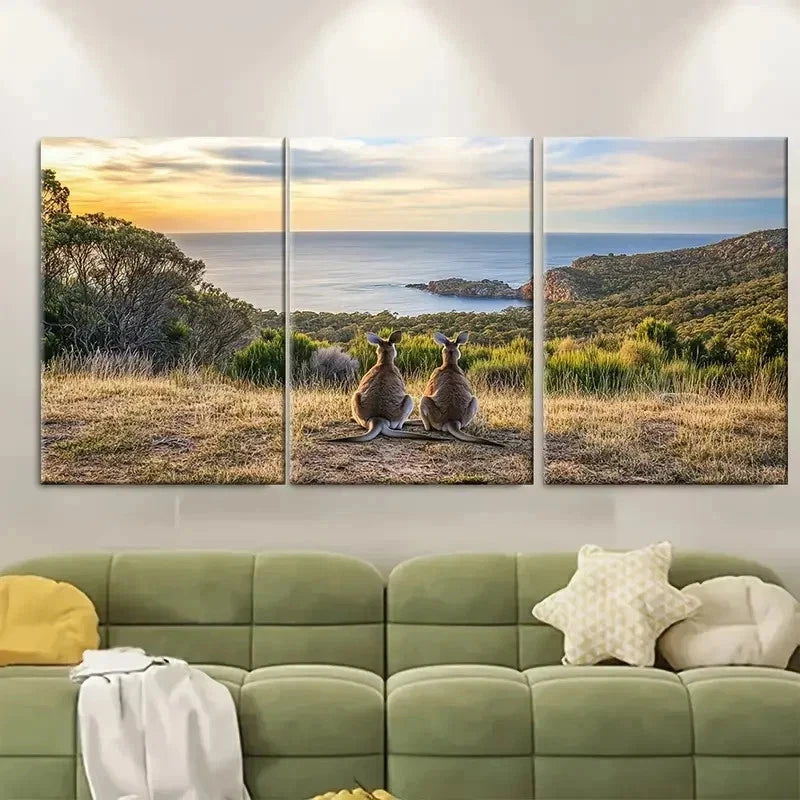 3pcs Kangaroo Island Sunset Coastal Australia Metal Print Ready to Hang Art