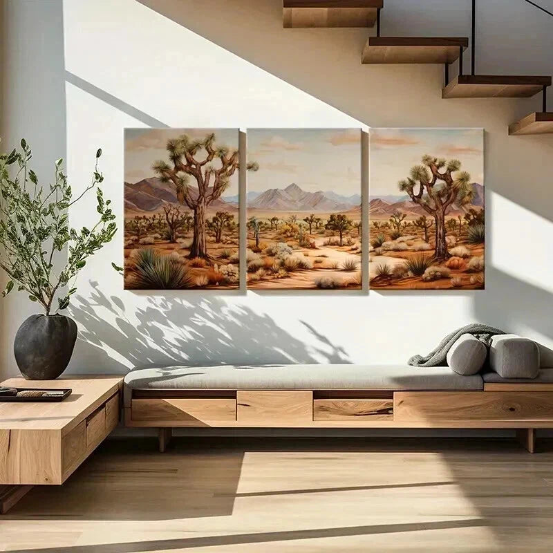 3pcs Golden Desert Sands & Mountain Wall Art Set Canvas Framed 40x60cm - High Quality Print 100% Australian Made Wall Canvas Ready to Hang