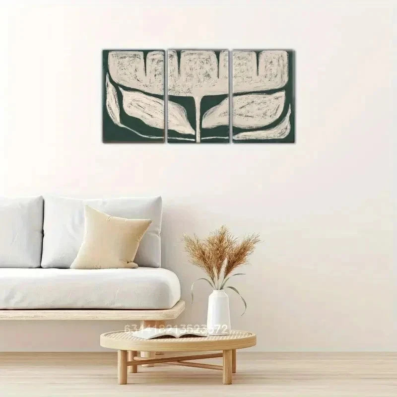 3pcs Vibrant Green And White Wall Art Posters Metal Print Ready to Hang Art