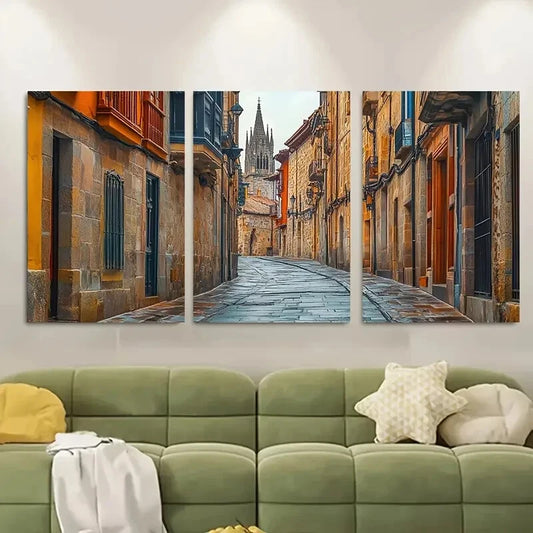 3pcs Oviedo Spain Travel with Historic Church Metal Print Ready to Hang Art