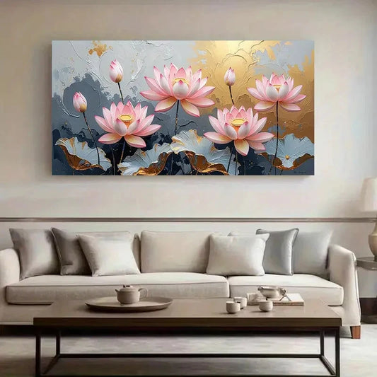 Modern Pink for Lotus wall canvas office home room framed 120x60cm - Bella Home Decor