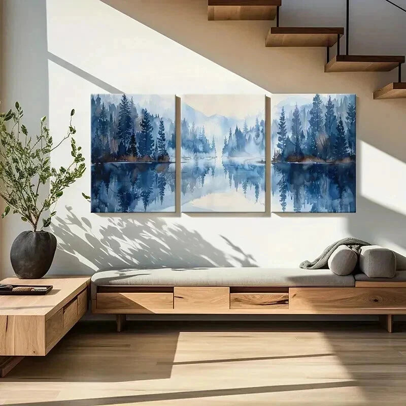 3pcs Serene Forest and Mountain Scenery Wall Art Set Canvas Framed 40x60cm - High Quality Print 100% Australian Made Wall Canvas Ready to Hang