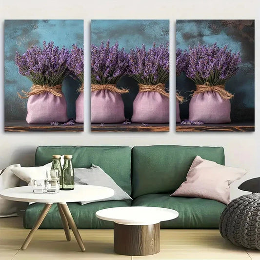 3pcs Lavender Sachets Cottagecore Rustic Decor Metal Print Ready to Hang Art