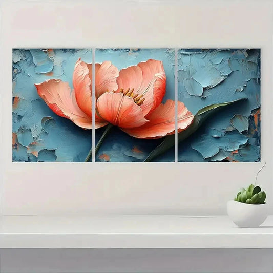 3pcs Pastel Variegated Oil Impasto Painting Metal Print Ready to Hang Art