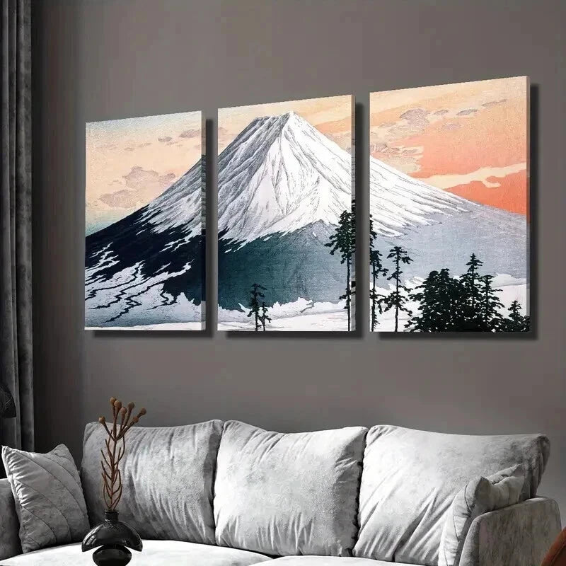 3pcs Mount Fuji Mountain Scenery Decoration Wall Art Set Canvas Framed 40x60cm - High Quality Print 100% Australian Made Wall Canvas Ready to Hang