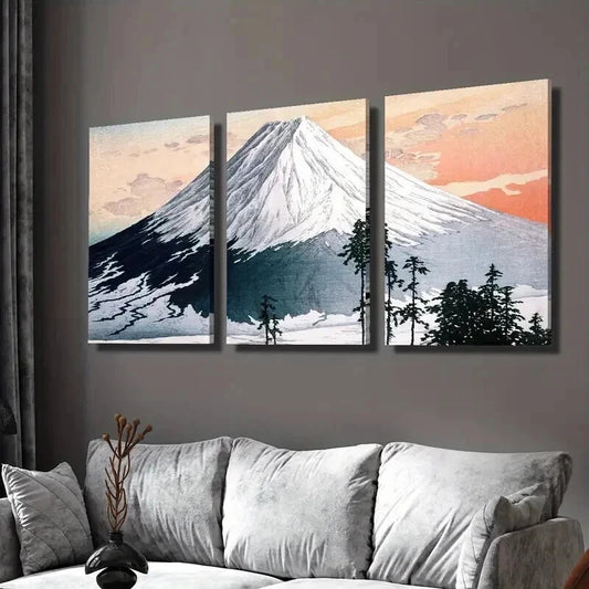 3pcs Mount Fuji Mountain Scenery Decoration Wall Art Set Canvas Framed 40x60cm - High Quality Print 100% Australian Made Wall Canvas Ready to Hang