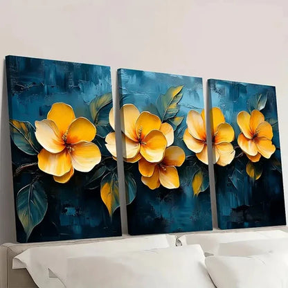 3pcs Yellow Flower Art Colorful Painting VB Wall Art Set Canvas Unframed - High Quality Print 100% Australian Made Wall Canvas