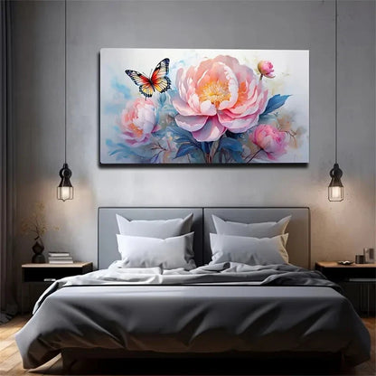 Elegant Peony Flowers Wall Art Canvas Office Home Room Framed 120x60cm