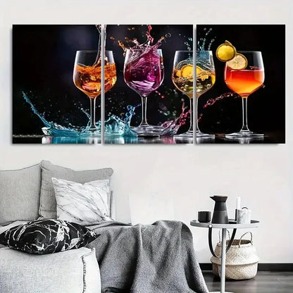 3pcs Colorful Abstract Liquid Splash Metal Print Ready to Hang Art