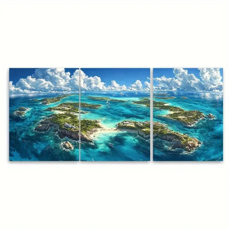 3pcs Vibrant North Atlantic Ocean Scenery Metal Print Ready to Hang Art