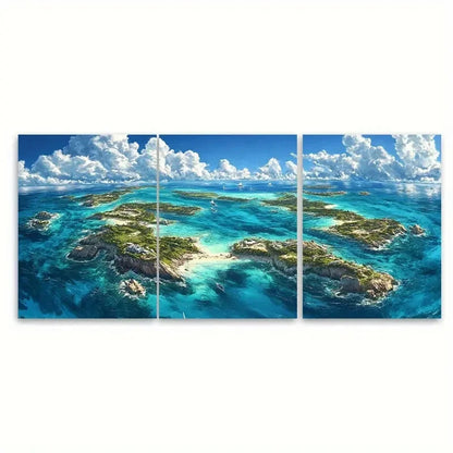3pcs Vibrant North Atlantic Ocean Scenery Metal Print Ready to Hang Art