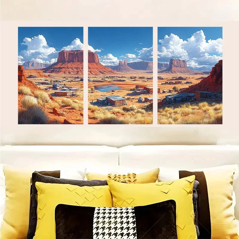 3pcs Arizona Desert Realistic Red Sandstone Wall Art Set Canvas Framed 40x60cm - High Quality Print 100% Australian Made Wall Canvas Ready to Hang