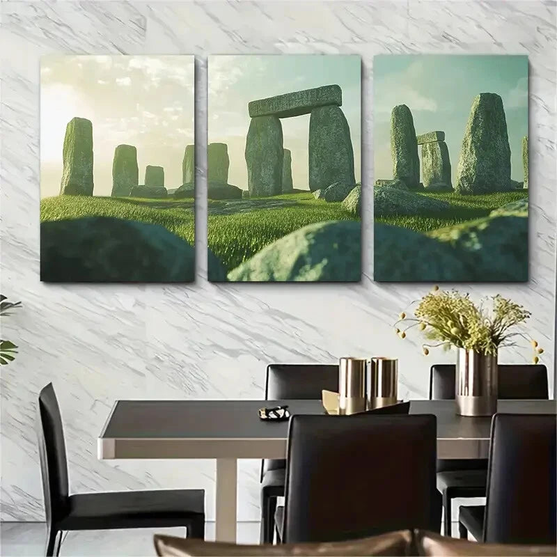 3pcs Stonehenge England'S Wiltshire Stonehenge Metal Print Ready to Hang Art