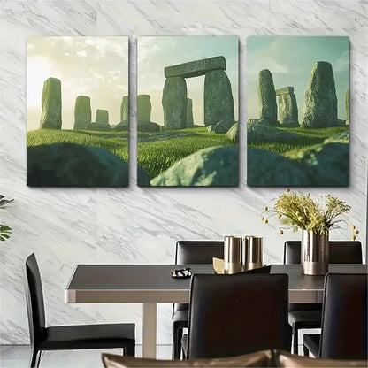 3pcs Stonehenge England'S Wiltshire Stonehenge Metal Print Ready to Hang Art