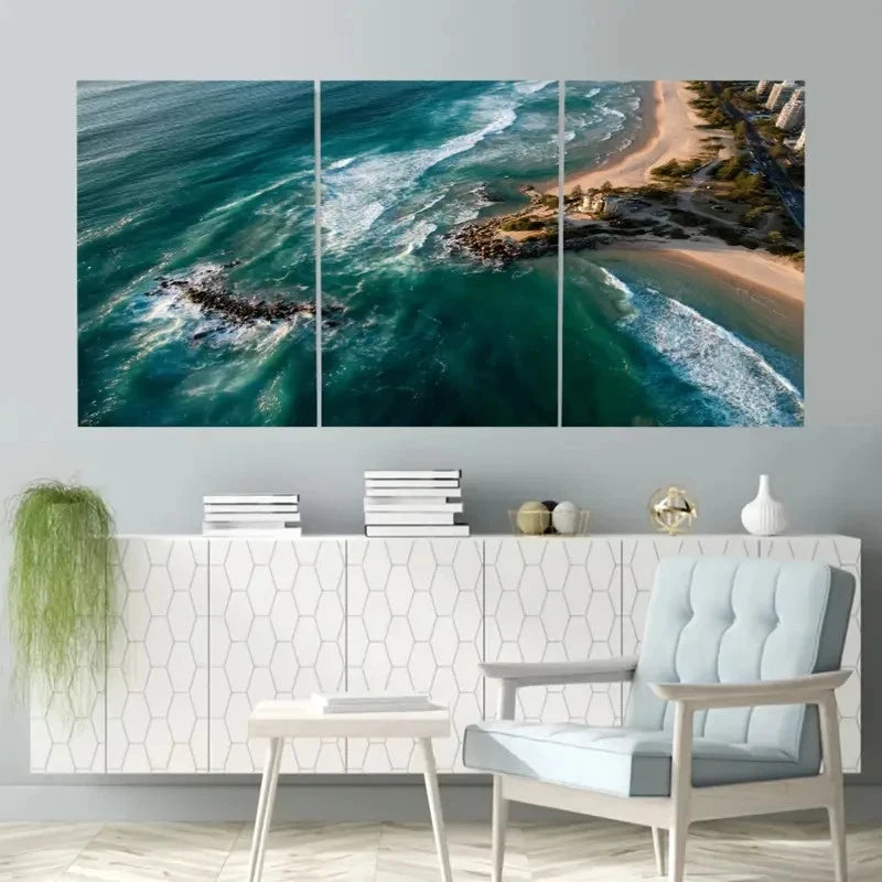 3pcs Australian Golden Coast Surfing Paradise Wall Art Set Canvas Framed 60x90cm - High Quality Print 100% Australian Made Wall Canvas Ready to Hang