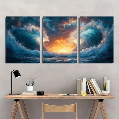 3pcs Underwater Scene Blue Ocean Aesthetic Metal Print Ready to Hang Art