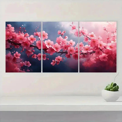 3pcs Sakura Blossom Floral Nature Perfect Wall Art Set Canvas Framed 40x60cm - High Quality Print 100% Australian Made Wall Canvas Ready to Hang