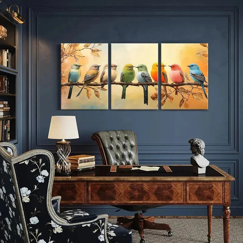 3pcs Vibrant Wildlife Illustration Nature Inspired Metal Print Ready to Hang Art