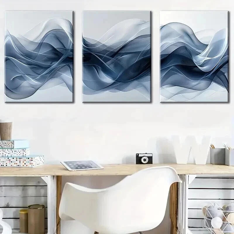 3pcs Abstract Geometric Lines Decoration Wall Art Set Canvas Framed 40x60cm - High Quality Print 100% Australian Made Wall Canvas Ready to Hang
