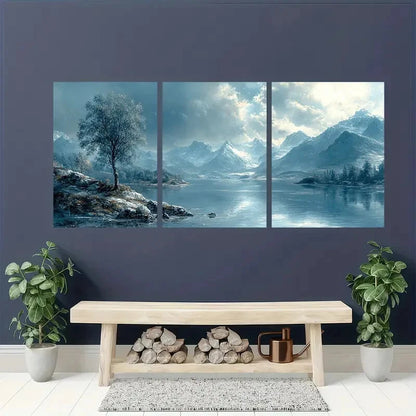 3pcs Vintage Grey Seascape Landscape Art Metal Print Ready to Hang Art