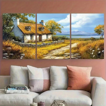 3pcs Irish Cottage Ireland Countryside Rustic Metal Print Ready to Hang Art