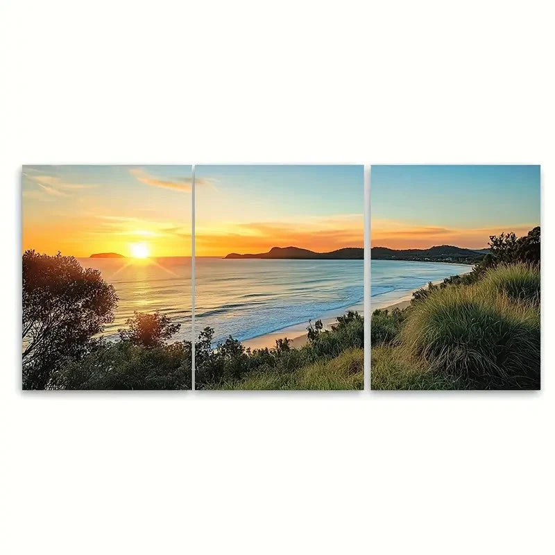 3pcs Byron Bay Australia Travel Wall Art Set Canvas Framed 50x70cm - High Quality Print 100% Australian Made Wall Canvas Ready to Hang