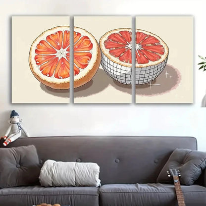 3pcs Grapefruit Slice Modern Abstract Art Wall Art Set Canvas Framed 60x90cm - High Quality Print 100% Australian Made Wall Canvas Ready to Hang