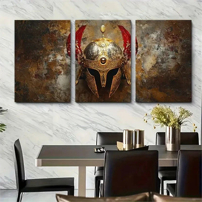 3pcs Ottoman Janissery Warrior Helmet Print Metal Print Ready to Hang Art