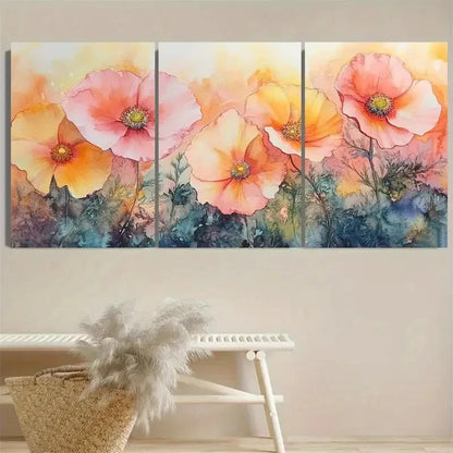 3pcs Serene Blooms Wall Art Set Canvas Framed 50x70cm - High Quality Print 100% Australian Made Wall Canvas Ready to Hang