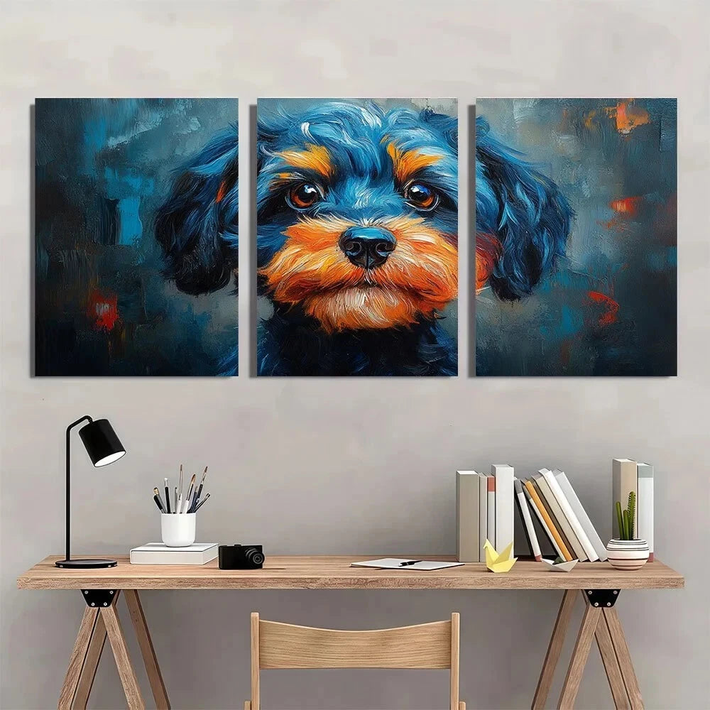 3pcs Cockapoo Dog Pet Abstract Modern Metal Print Ready to Hang Art