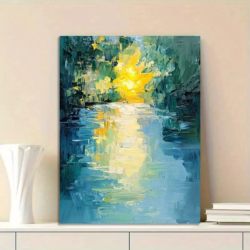 Water Reflections And Sunlight, Blue Shades 40x60cm Metal Print Ready to Hang