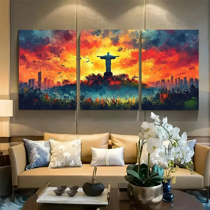 3pcs Christ the Redeemer Travel Metal Print Ready to Hang Art
