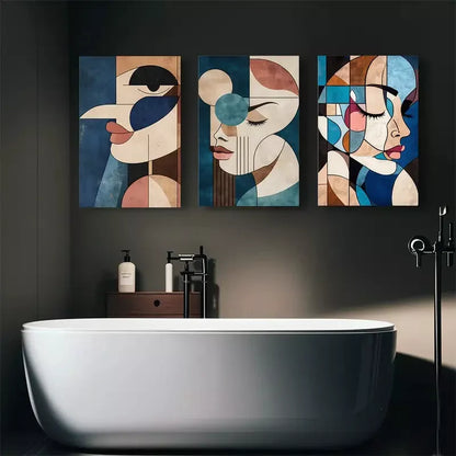 3pcs Modern Abstract Face Canvas Framed 40x60cm - High Quality Print 100% Australian Made Wall Canvas Ready to Hang