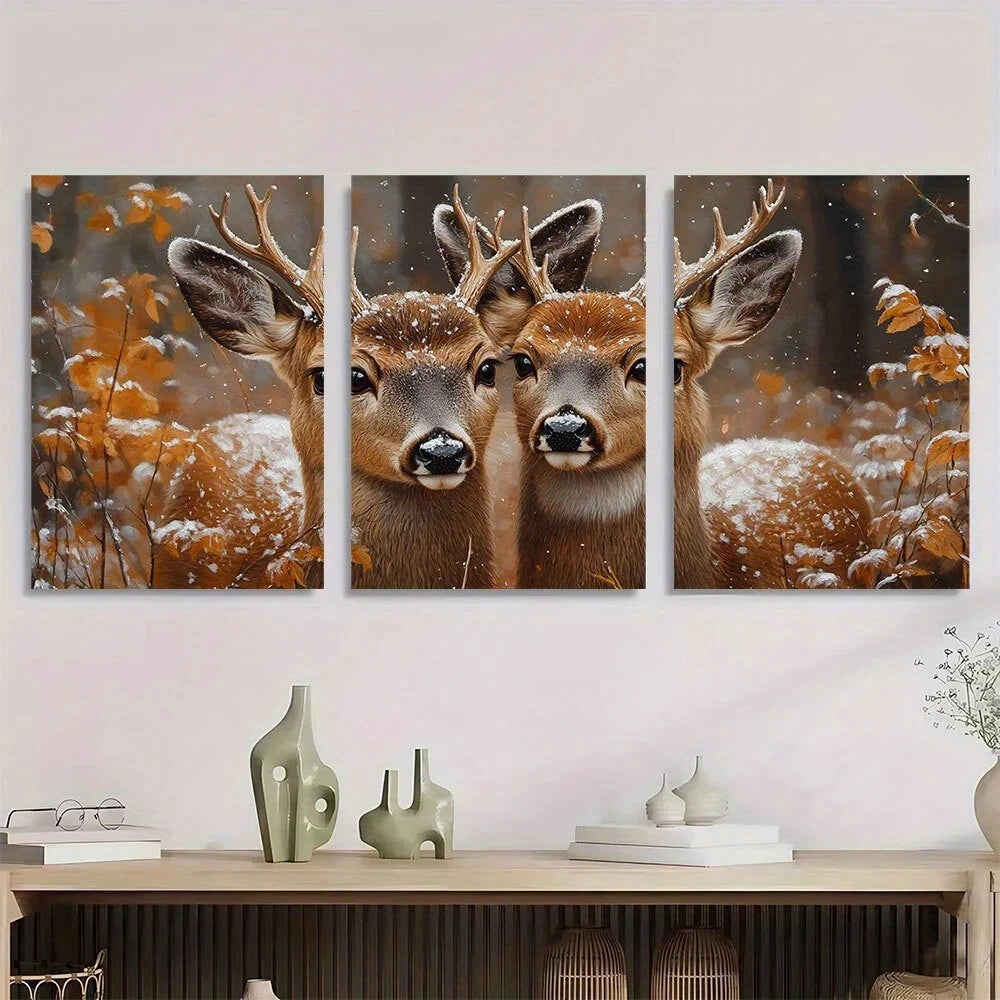 3pcs Country Deer Rustic Wildlife Animal Metal Print Ready to Hang Art
