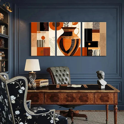 3pcs Abstract Vase Art Geometric Patterns Metal Print Ready to Hang Art