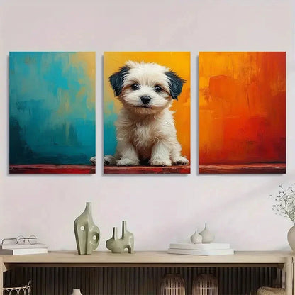 3pcs Contemporary Bohemian Modern Dog Metal Print Ready to Hang Art