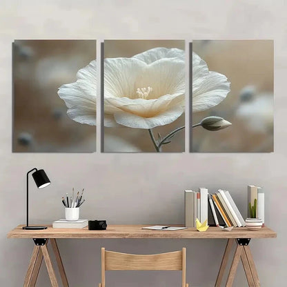 3pcs White Lisianthus Flower Gentian Plant Metal Print Ready to Hang Art