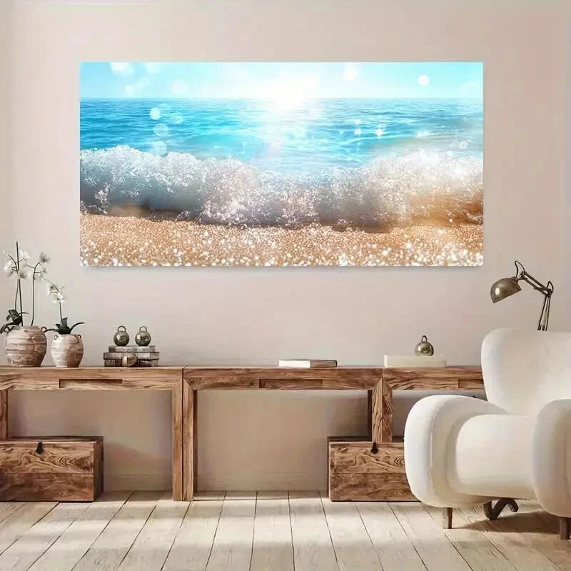 Sparkling Sunlight Beach wall canvas office home room framed 120x60cm - Bella Home Decor