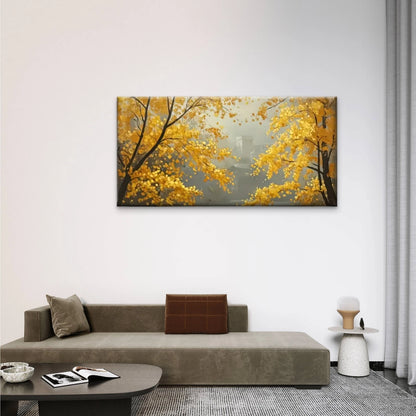 Yellow Trees Forest Wall Art Canvas Office Home Room Framed 120x60cm