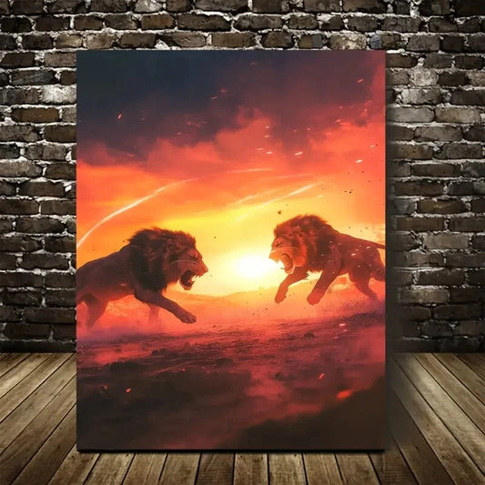 Vibrant Sunset Sky & Misty Ambiance Painting 40x60cm Metal Print Ready to Hang