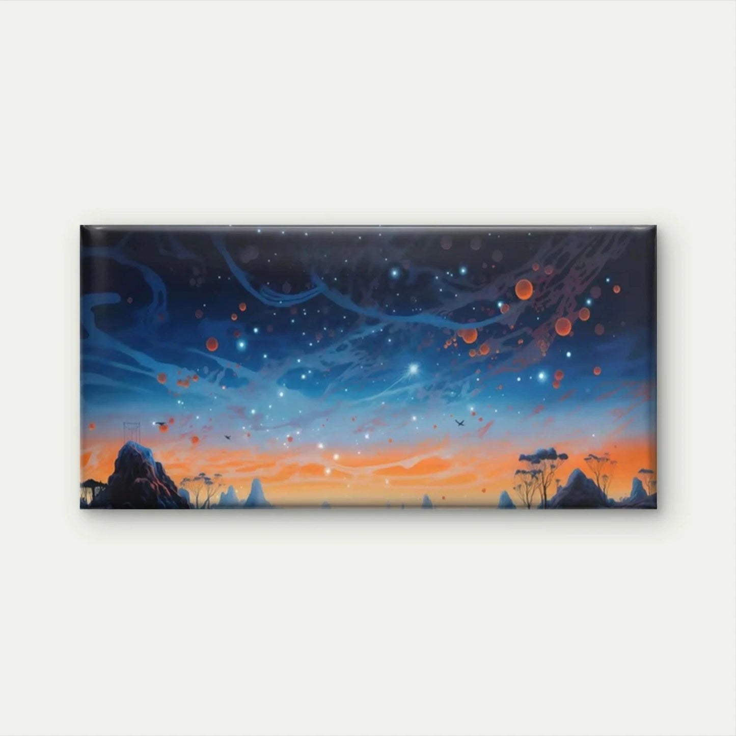 Stars, Planets & Sunset Sky Wall Art Canvas Office Home Room Framed 120x60cm
