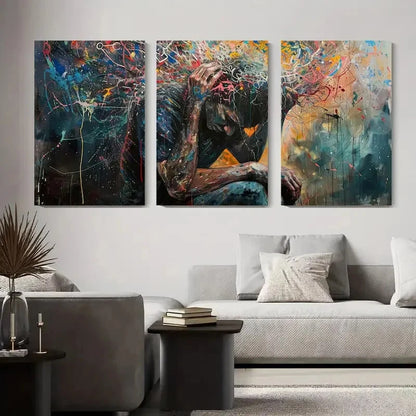 3pcs Abstract Emotional Expression Metal Print Ready to Hang Art