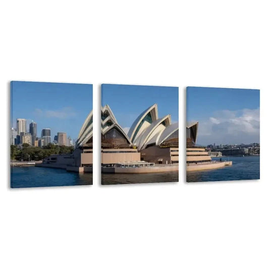 3pcs Australian The Sydney Opera House l   Wall Art Set Canvas Framed 60x90cm - High Quality Print 100% Australian Made Wall Canvas Ready to Hang